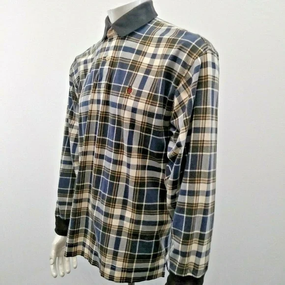 🎉2/$30 Tommy Hilfiger Vintage Plaid LongSleeve Polo Shirt Men's Large Pullover - Picture 4 of 14